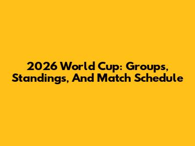2026 World Cup: Groups, Standings, And Match Schedule