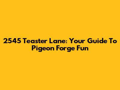 2545 Teaster Lane: Your Guide To Pigeon Forge Fun