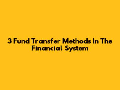 3 Fund Transfer Methods In The Financial System