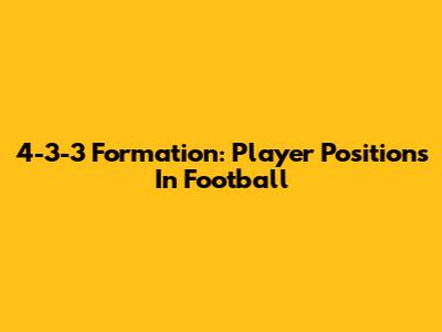 4-3-3 Formation: Player Positions In Football
