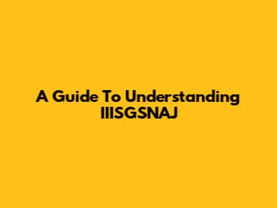A Guide To Understanding IIISGSNAJ
