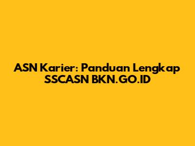ASN Karier: Panduan Lengkap SSCASN BKN.GO.ID