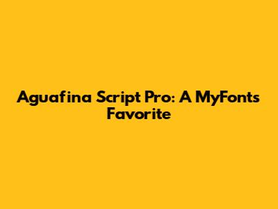 Aguafina Script Pro: A MyFonts Favorite