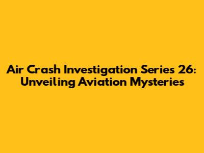 Air Crash Investigation Series 26: Unveiling Aviation Mysteries