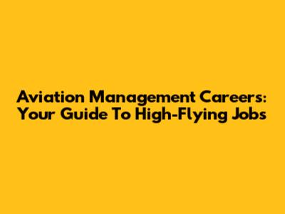 Aviation Management Careers: Your Guide To High-Flying Jobs