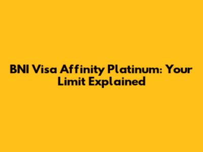 BNI Visa Affinity Platinum: Your Limit Explained