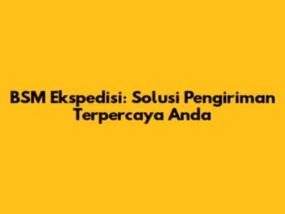 BSM Ekspedisi: Solusi Pengiriman Terpercaya Anda