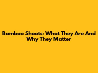 Bamboo Shoots: What They Are And Why They Matter