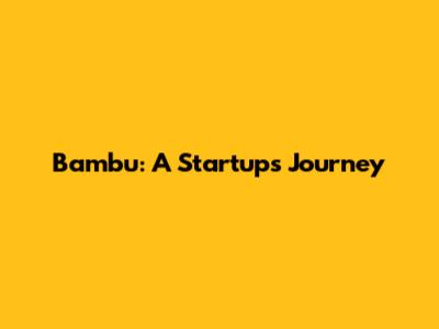 Bambu: A Startup's Journey