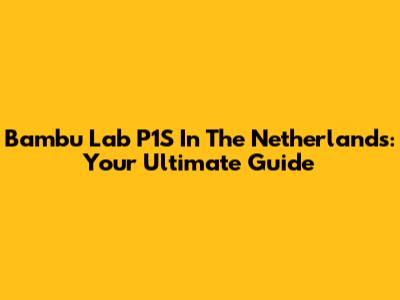 Bambu Lab P1S In The Netherlands: Your Ultimate Guide