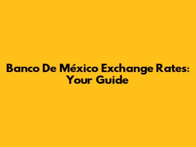 Banco De México Exchange Rates: Your Guide