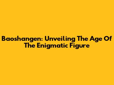 Baoshangen: Unveiling The Age Of The Enigmatic Figure