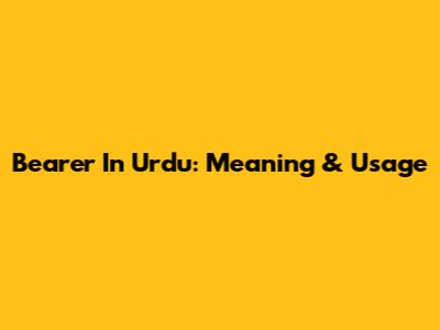 Bearer In Urdu: Meaning & Usage