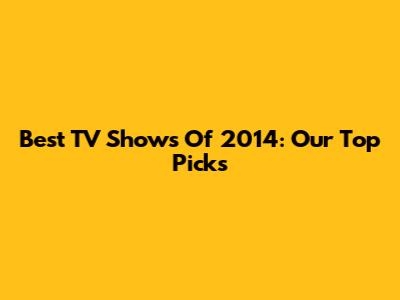 Best TV Shows Of 2014: Our Top Picks
