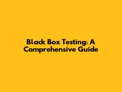 Black Box Testing: A Comprehensive Guide