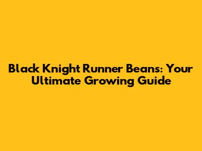 Black Knight Runner Beans: Your Ultimate Growing Guide