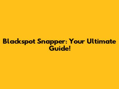 Blackspot Snapper: Your Ultimate Guide!