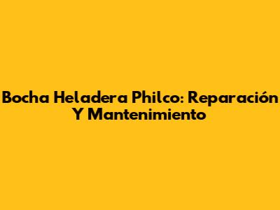 Bocha Heladera Philco: Reparación Y Mantenimiento