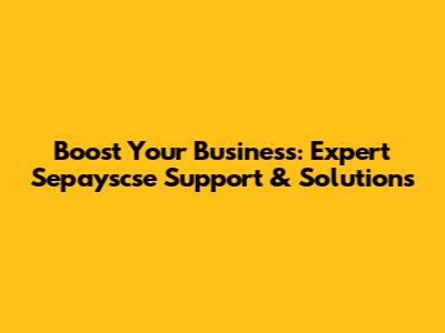 Boost Your Business: Expert Sepayscse Support & Solutions