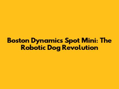 Boston Dynamics Spot Mini: The Robotic Dog Revolution