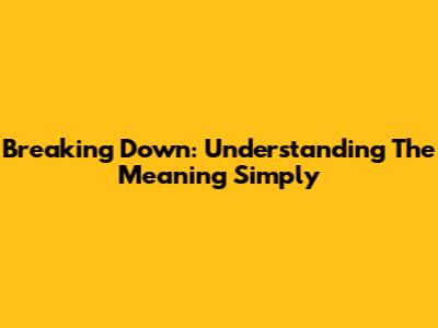 Breaking Down: Understanding The Meaning Simply
