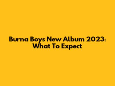 Burna Boy's New Album 2023: What To Expect