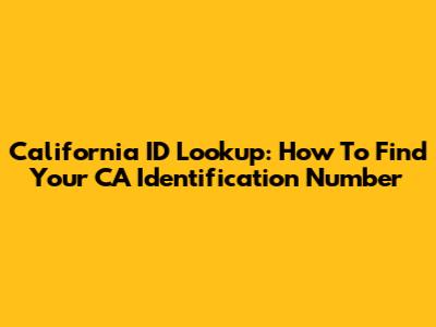 California ID Lookup: How To Find Your CA Identification Number
