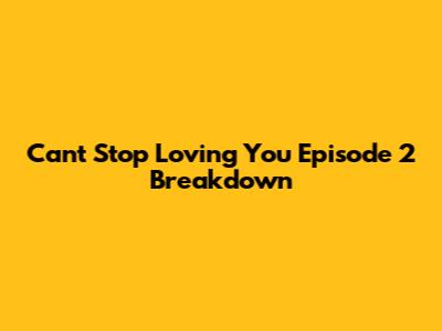 Can't Stop Loving You Episode 2 Breakdown