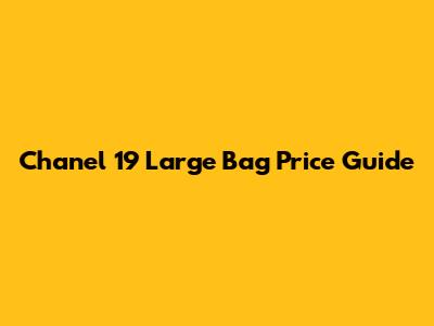 Chanel 19 Large Bag Price Guide