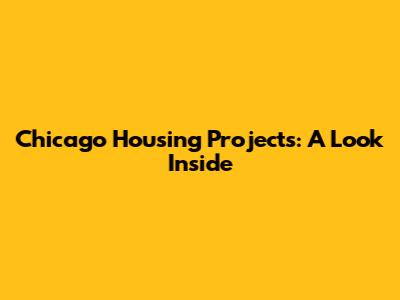Chicago Housing Projects: A Look Inside