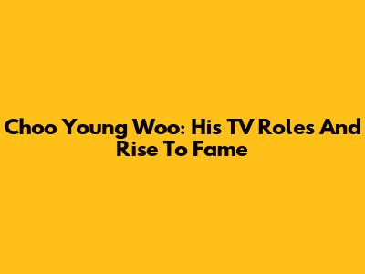 Choo Young Woo: His TV Roles And Rise To Fame