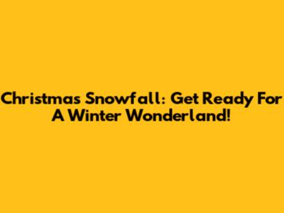 Christmas Snowfall: Get Ready For A Winter Wonderland!