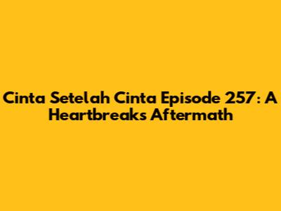 Cinta Setelah Cinta Episode 257: A Heartbreak's Aftermath