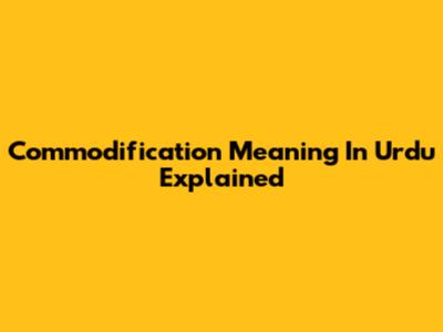 Commodification Meaning In Urdu Explained