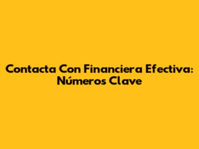 Contacta Con Financiera Efectiva: Números Clave