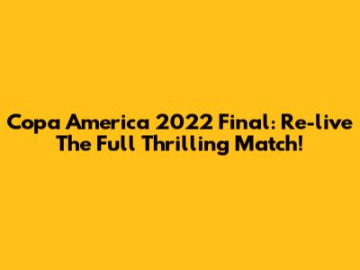 Copa America 2022 Final: Re-live The Full Thrilling Match!