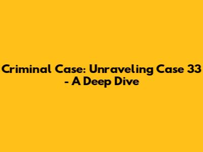 Criminal Case: Unraveling Case 33 - A Deep Dive