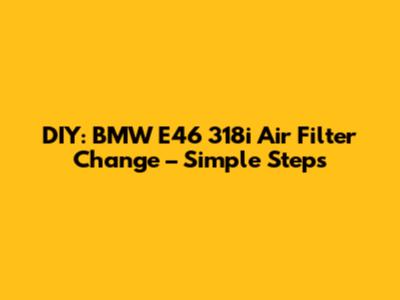 DIY: BMW E46 318i Air Filter Change – Simple Steps