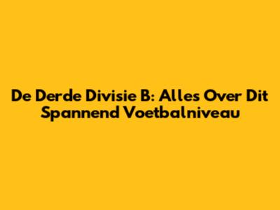 De Derde Divisie B: Alles Over Dit Spannend Voetbalniveau