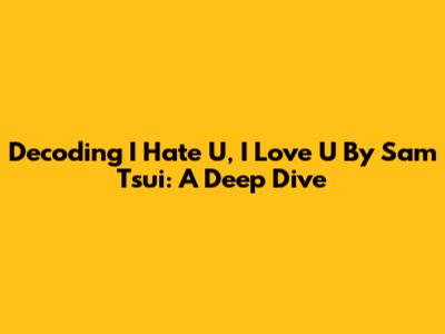 Decoding 'I Hate U, I Love U' By Sam Tsui: A Deep Dive