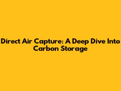 Direct Air Capture: A Deep Dive Into Carbon Storage