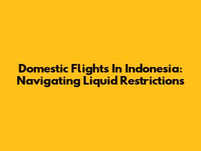 Domestic Flights In Indonesia: Navigating Liquid Restrictions