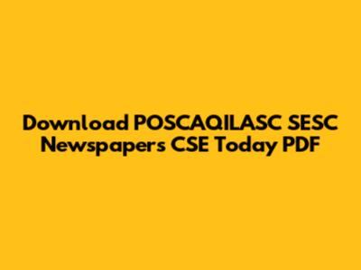 Download POSCAQILASC SESC Newspapers CSE Today PDF