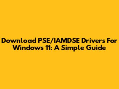Download PSE/IAMDSE Drivers For Windows 11: A Simple Guide