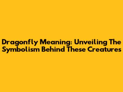 Dragonfly Meaning: Unveiling The Symbolism Behind These Creatures