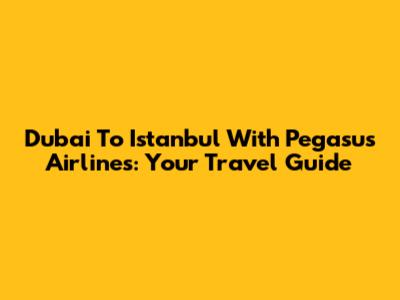 Dubai To Istanbul With Pegasus Airlines: Your Travel Guide