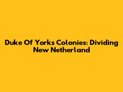 Duke Of York's Colonies: Dividing New Netherland