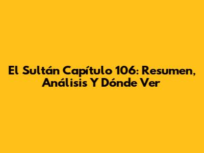 El Sultán Capítulo 106: Resumen, Análisis Y Dónde Ver