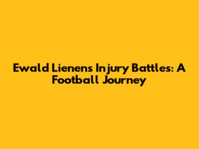 Ewald Lienen's Injury Battles: A Football Journey