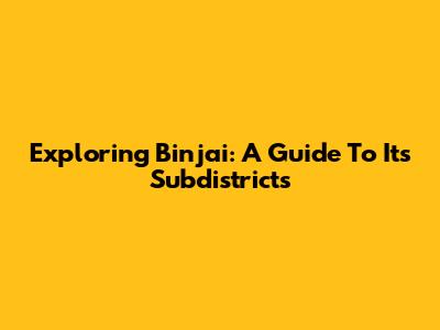 Exploring Binjai: A Guide To Its Subdistricts